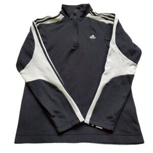 Adidas Clima365 women pullover  sweatshirt sz Medium black white striped 1/4 zip